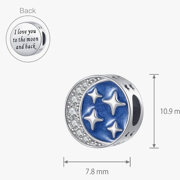 Love you to the moon and back Sterling silver charm slide on style fits … - Picture 3 of 3